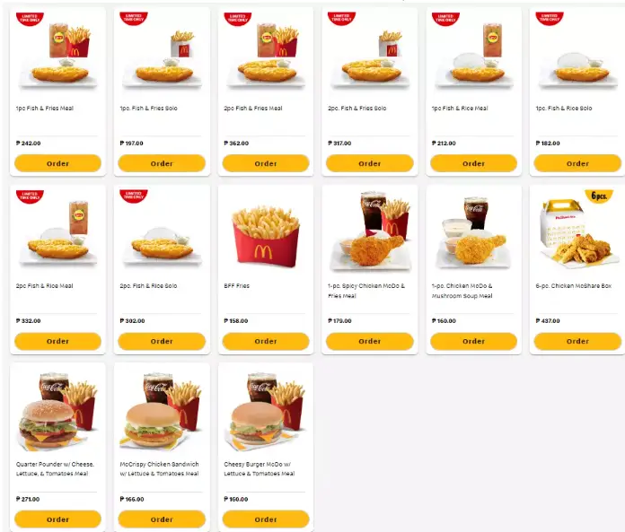MCDONALD’S FEATURED MENU WITH  