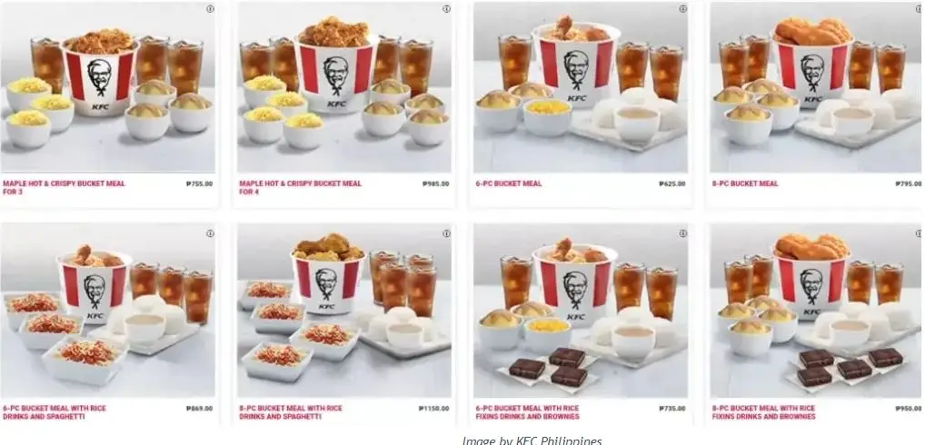 KFC Bucket Meal Menu